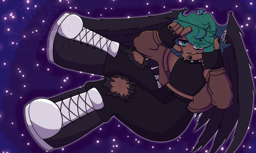 Full body | full render | big wings | simple background | chara owned by @jazzyraccoon