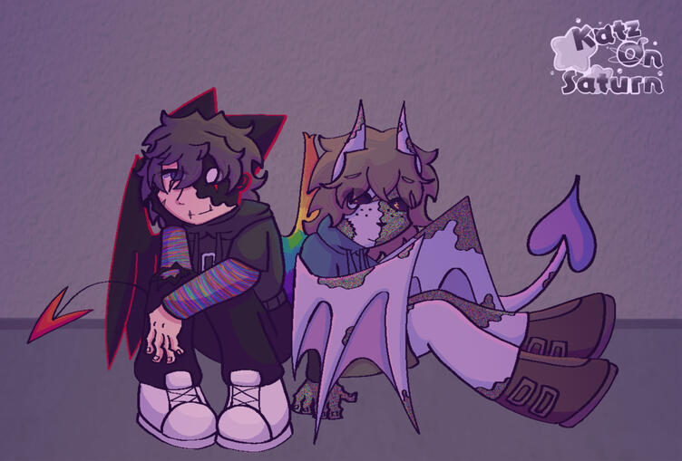 2 full bodies | full render | simple background
