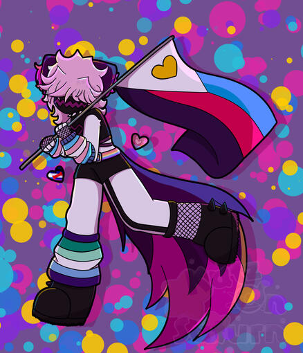 Full body | full render | simple background | 1 small prop |