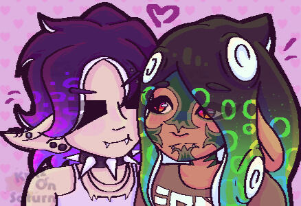 2 headshots | full render | simple background | characters belong to and commissioned by @_lil._.bean_ on discord