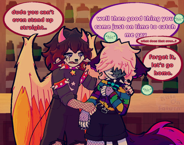 2 half bodies | full render | 2 small prop (speech bubbles + big wings) | scene background
