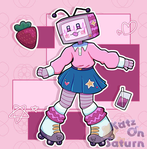 full body | full render | 2 small prop | simple background | character owned by starcasm